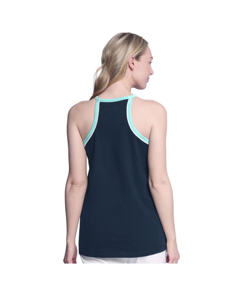 Women's Navy Seattle Kraken Curveball Racerback Scoop Neck Slub Tank Top