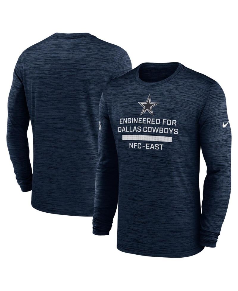 Men's Navy Dallas Cowboys Sideline Velocity Performance Long Sleeve T-Shirt