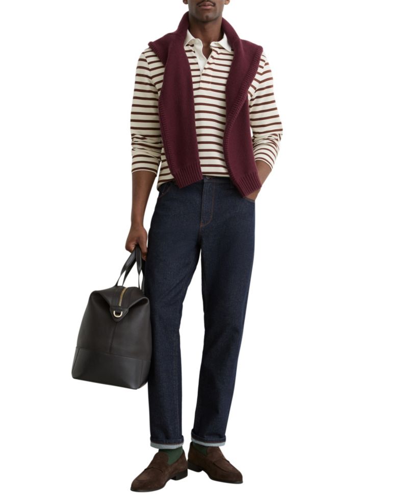 Men's Conners Rugby-Stripe Long-Sleeve Polo Shirt