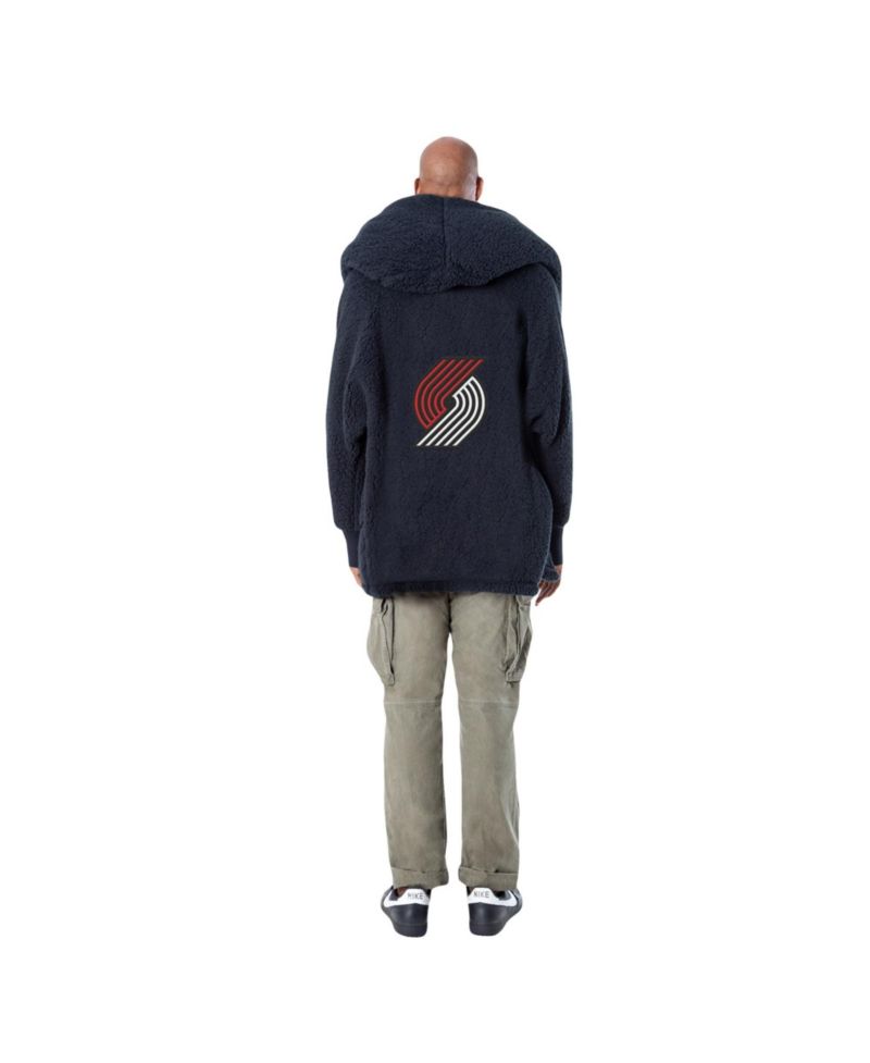 Men's and Women's The Best Lounger In The World Black Portland Trail Blazers Oversized Open-Front Hoodie Sweater