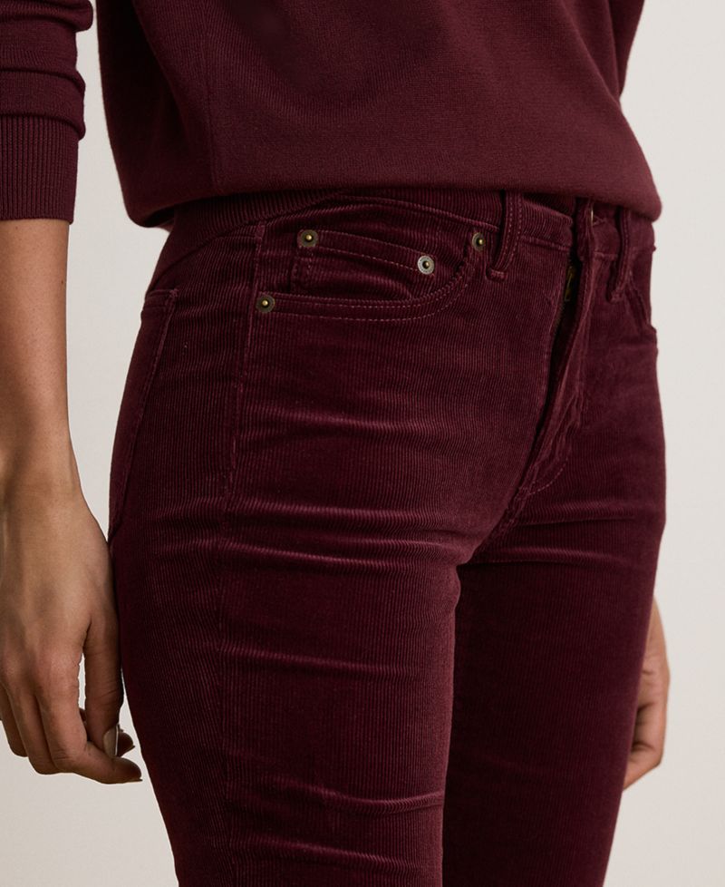 Women's Mid-Rise Slim-Straight Corduroy Pants