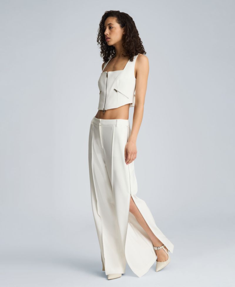 Women's High-Rise Pintuck Zip Sides Pants