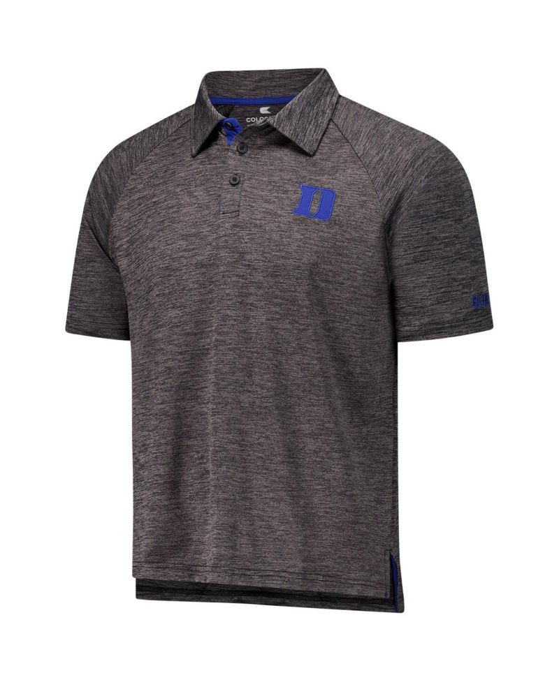 Men's Heather Charcoal Duke Blue Devils Down Swing Raglan Team Polo Shirt