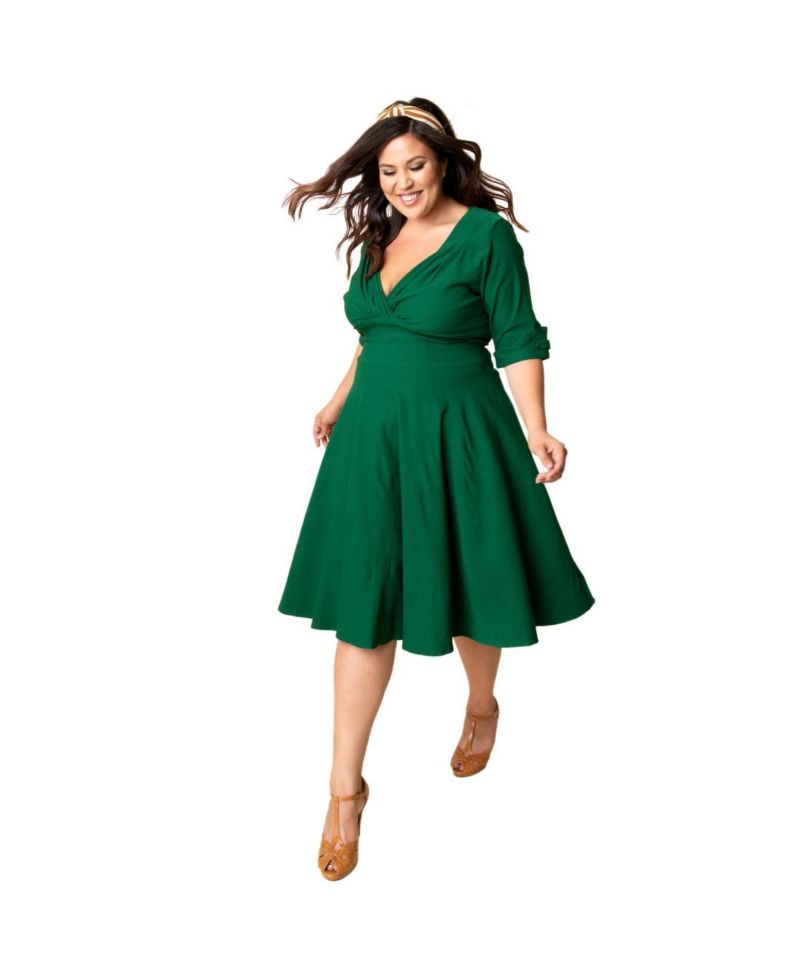 Plus Size Half Sleeve Surplice Delores Swing Dress