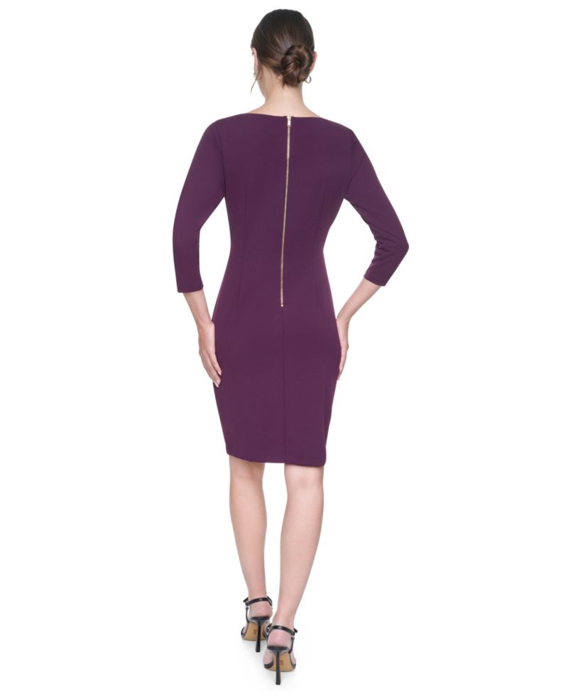Women's Boat Neck Ruched Sheath Dress