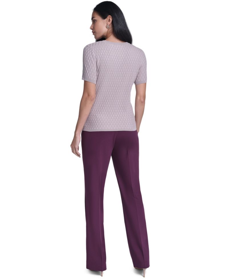 Women's Textured Lightweight Crewneck Pullover Sweater