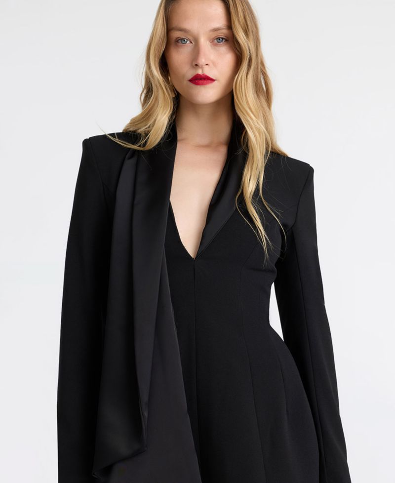 Women's Sonia Long-Sleeve Shawl Collar Mini Dress