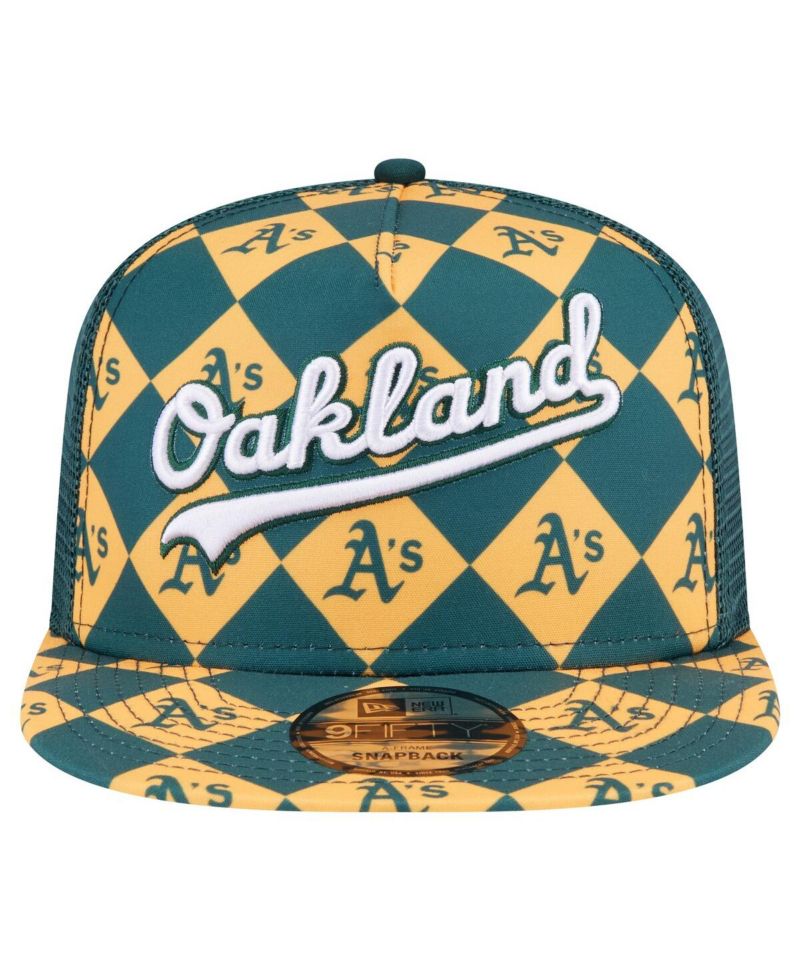 Men's Green Oakland Athletics Seeing Diamonds A-Frame Trucker 9FIFTY Snapback Hat