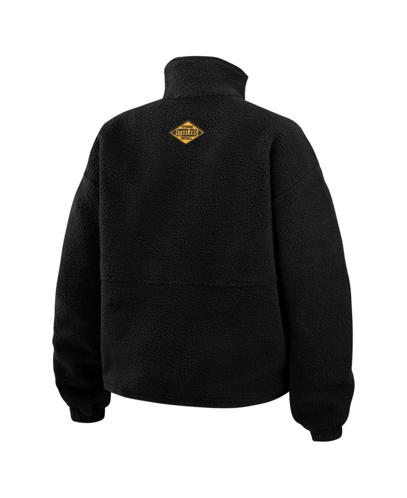 Women's Black Pittsburgh Steelers Polar Fleece Half-Zip Jacket