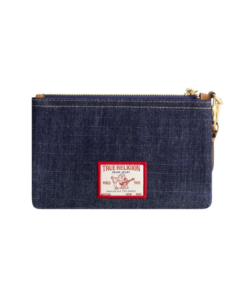 Horseshoe Denim Wristlet Pouch