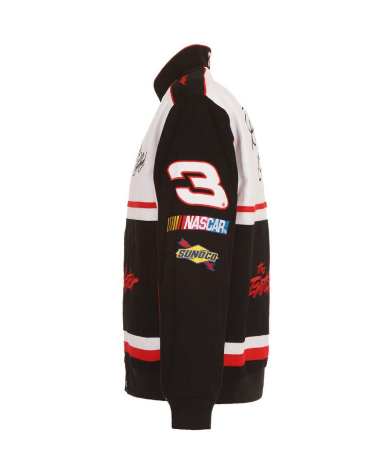 Men's Black, White Dale Earnhardt Twill Uniform Full-Snap Jacket