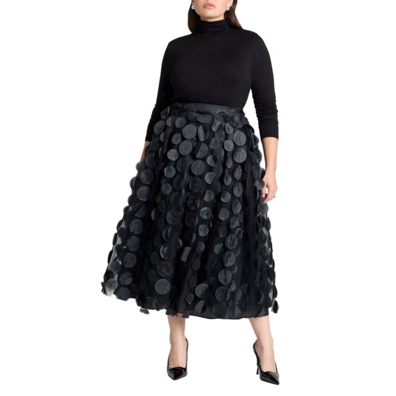 Women's Plus Size Dimensional Dot Full Skirt