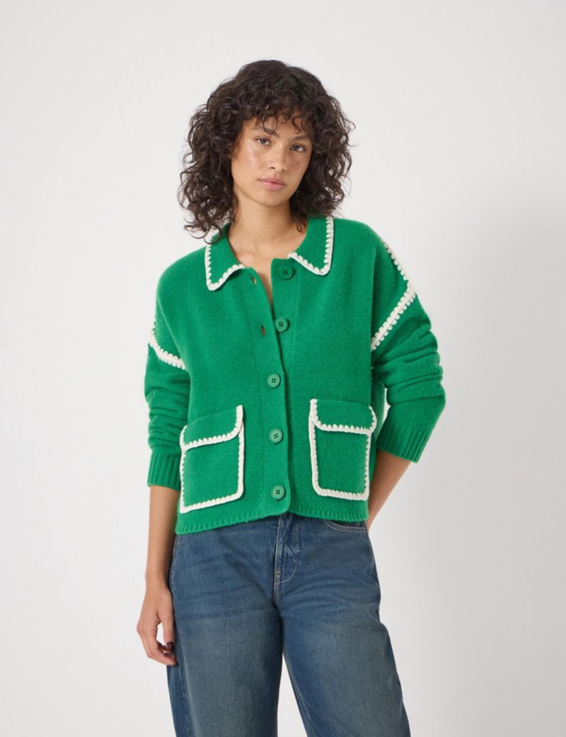 Women's Wool Blend Whipstitch Trim Shirt Jacket