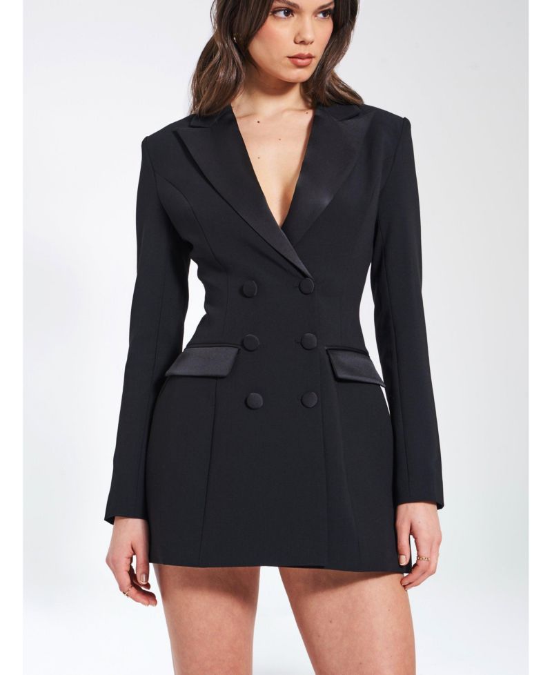 Women Calista Black Stretch Crepe Blazer Dress