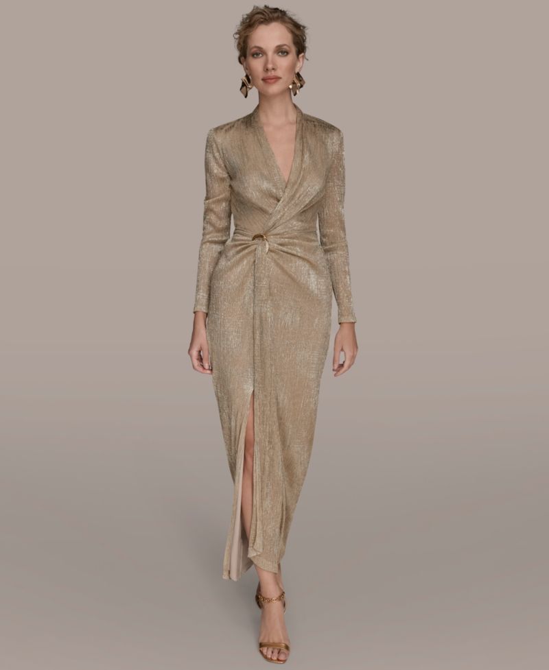 Women's V-Neck Draped Gown
