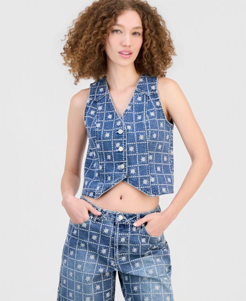 Women's Patchwork Embroidered Denim Vest
