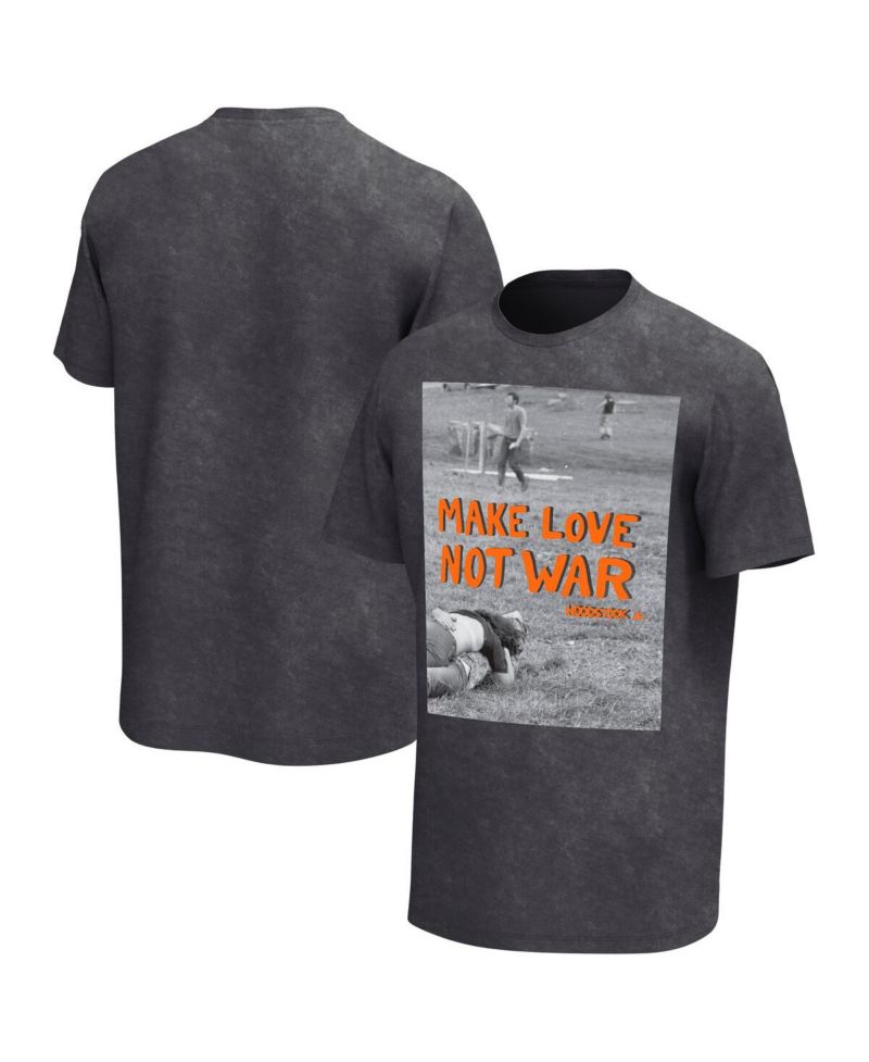 Men's Charcoal Woodstock Make Love Not War Washed Graphic T-Shirt