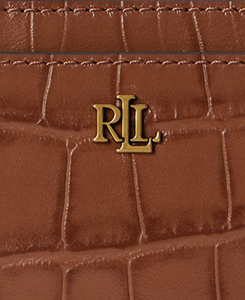 Embossed Leather L-Zip Card Case Wallet