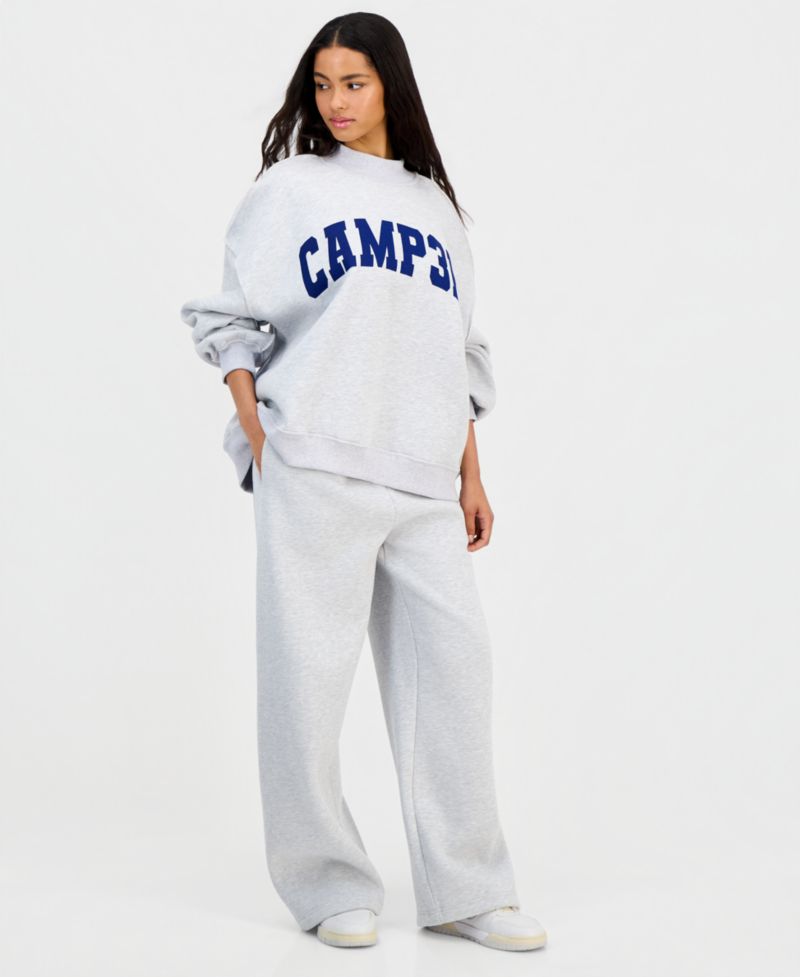 Juniors' Logo Wide-Leg Sweatpants