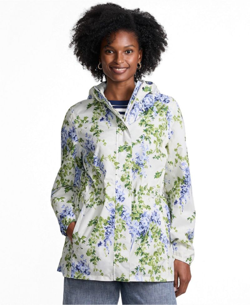 Women's Print Waterproof Hooded Packable Raincoat