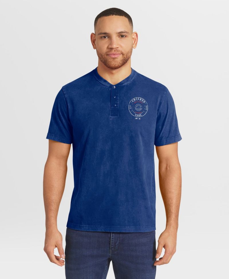 Men's Royal Chicago Cubs Washed Henley Shirt