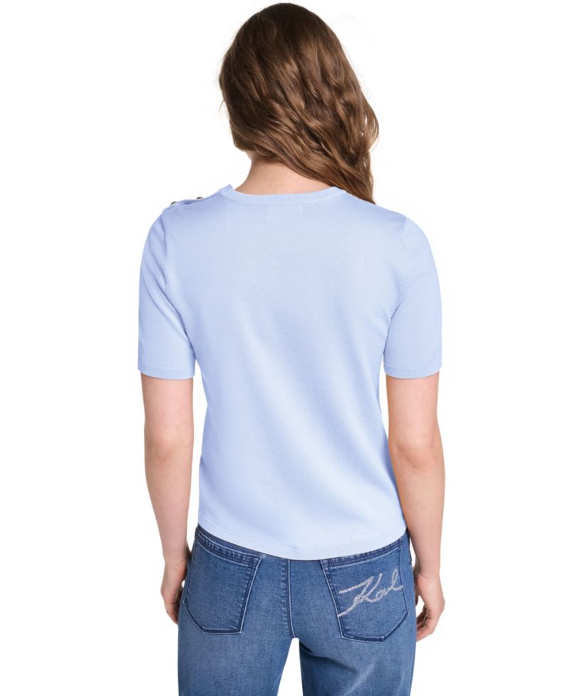 Petite Crewneck Short-Sleeve Sweater