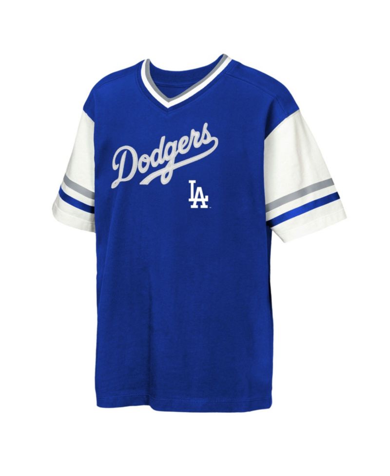 Big Boys and Girls Royal Los Angeles Dodgers Big League Base Runner Ringer T-Shirt