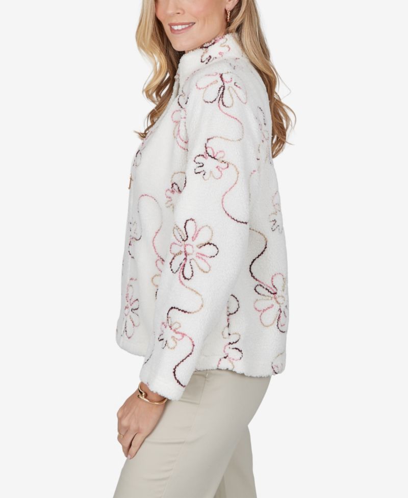 Petite Floral Fleece Jacket with Pockets