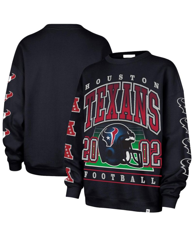 Women's Navy Houston Texans Go Big Oversized Pullover Sweatshirt