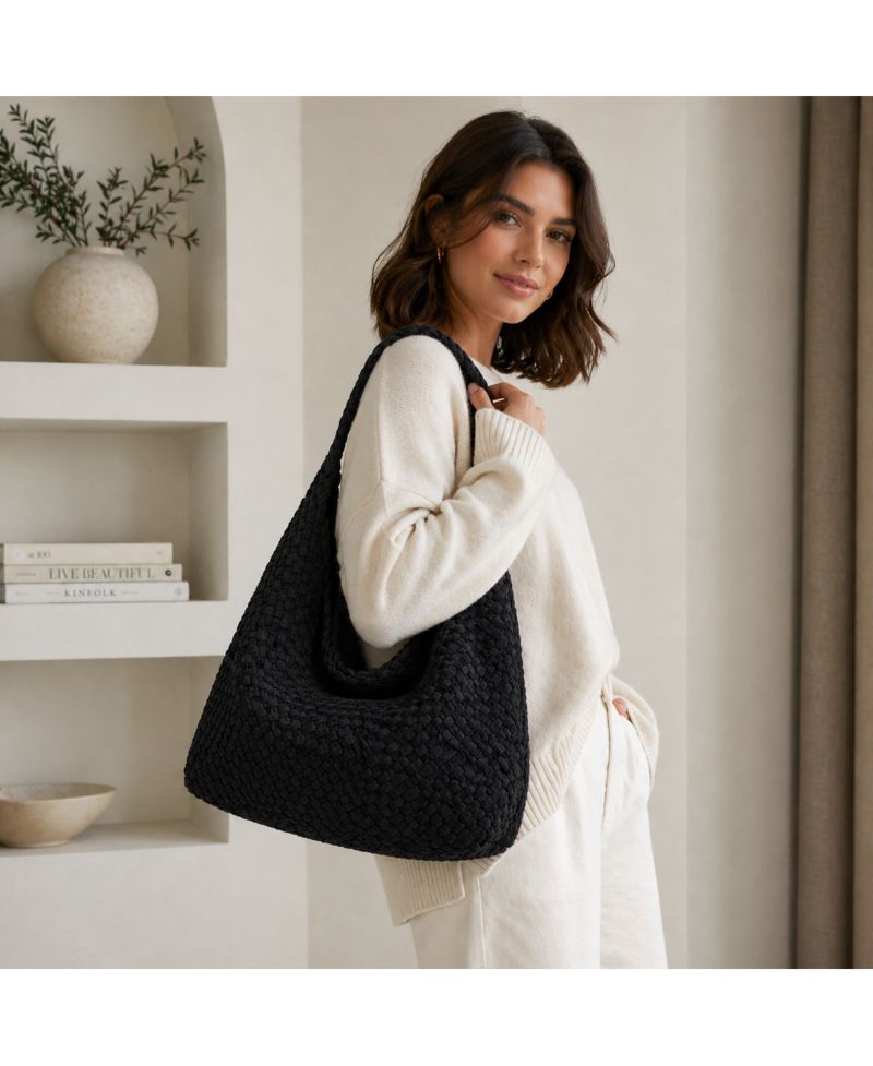 Women's Suede Woven Hobo Bag Large Slouchy Tote for Women Work Shoulder Bag