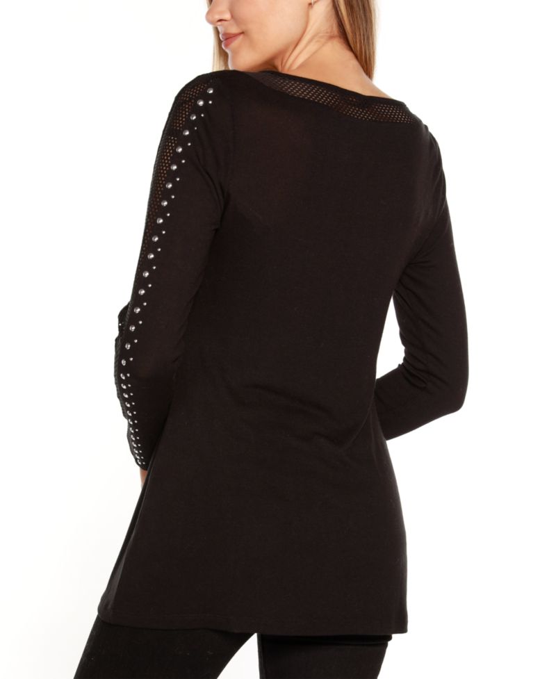 Studded Mesh-Inset Tunic