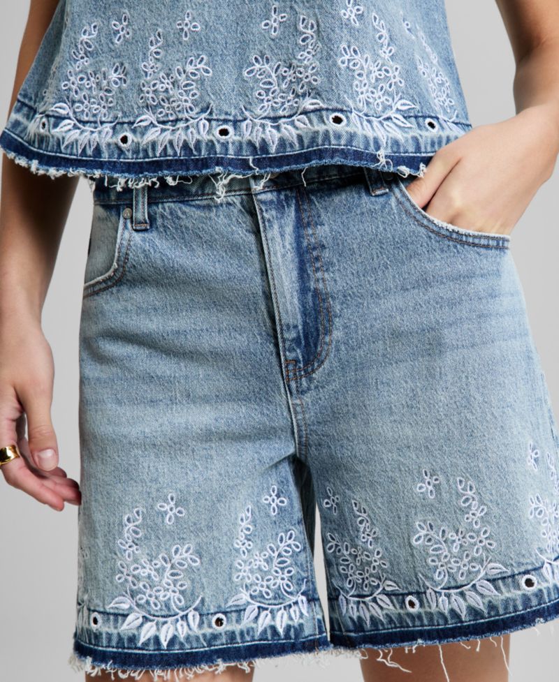 Women's Embroidered Denim Sleeveless Top
