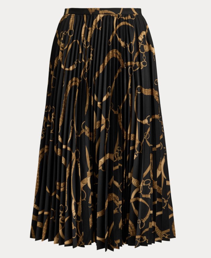 Women's Belting Print Pleated Skirt