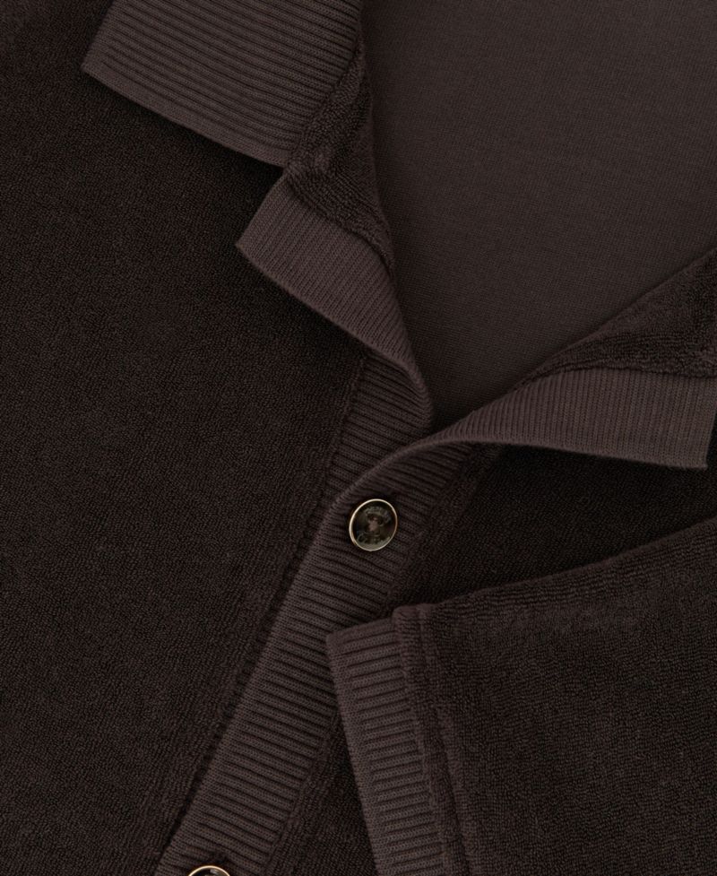 Men's Eden Cuban-Collar Short-Sleeve Cotton-Blend Towelling Shirt