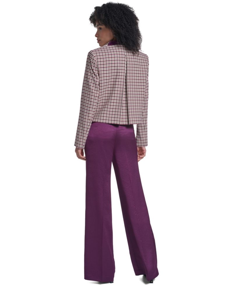 Petite Cropped Shoulder-Padded Woven Jacket