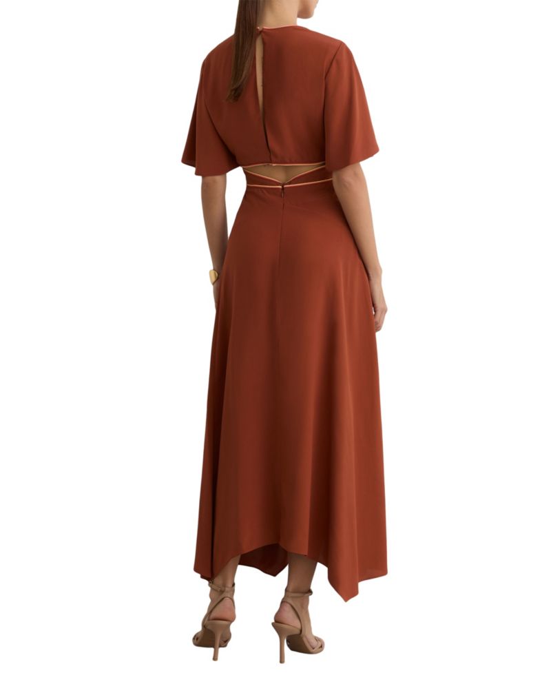 Women's Rosanna Piped-Trim Cut-Out V-Neck Midi Dress