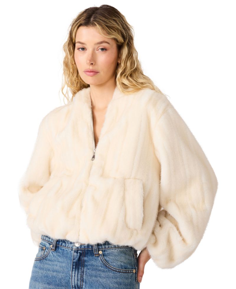 Women's Mavis J Jacket Hooded Faux-Fur Cropped Jacket