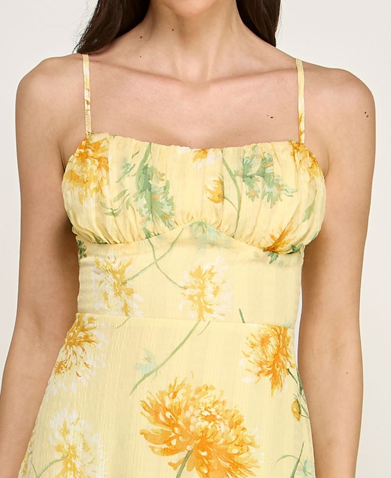 Juniors' Sleeveless Bungee Back Asymmetrical Maxi Dress