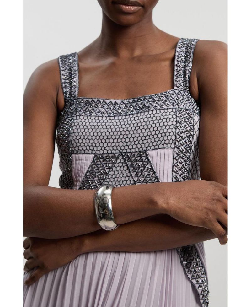 Women's Embellished Pleated Midi Dress
