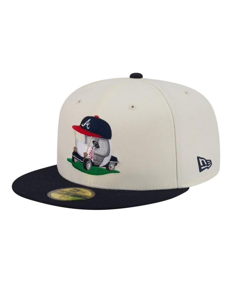 Men's Cream/Navy Atlanta Braves Bullpen Cart 59FIFTY Fitted Hat