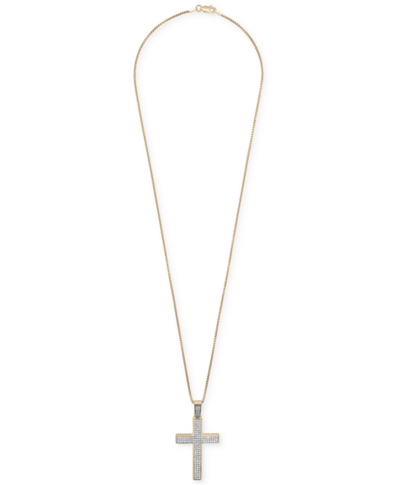 Men's Diamond Cross 22" Pendant Necklace (1 ct. t.w.)