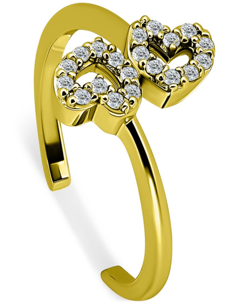 Cubic Zirconia Double Heart Toe Ring