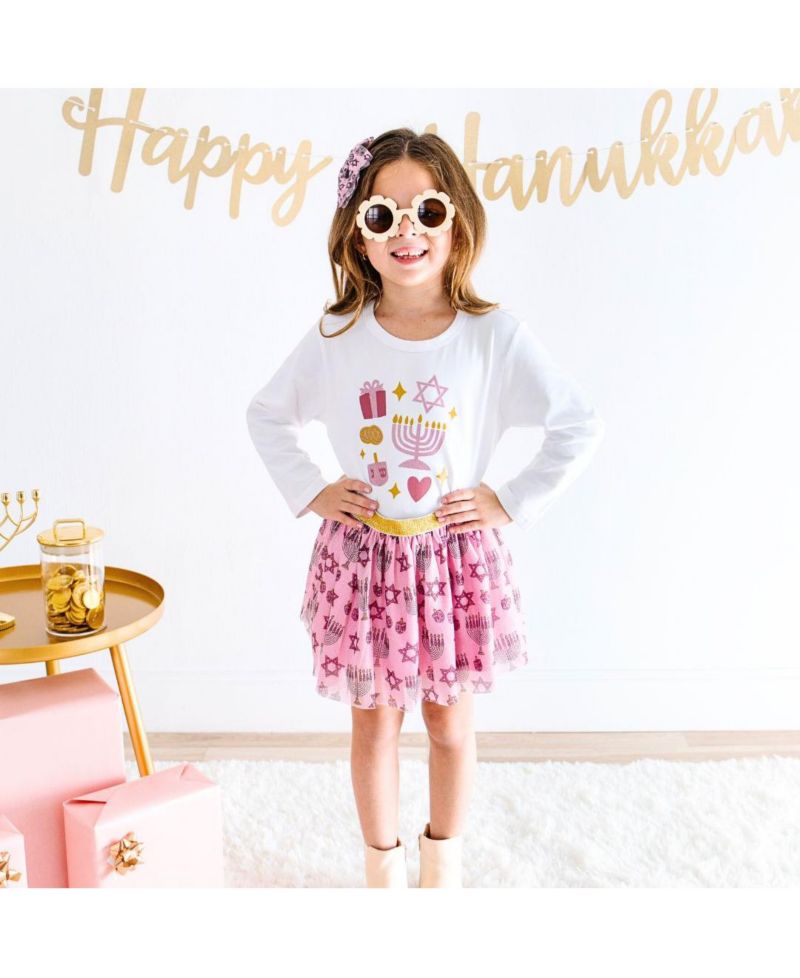Girls 2T - 4T Hanukkah Doodle Long Sleeve Shirt