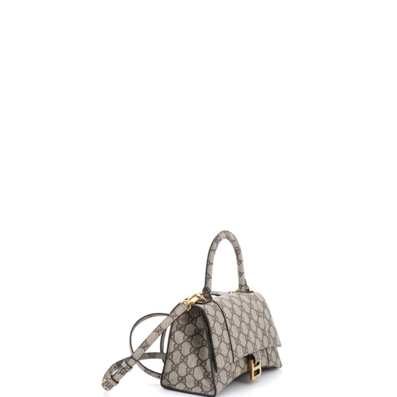 Small x Balenciaga The Hacker Project Hourglass Top Handle Bag GG Coated Canvas