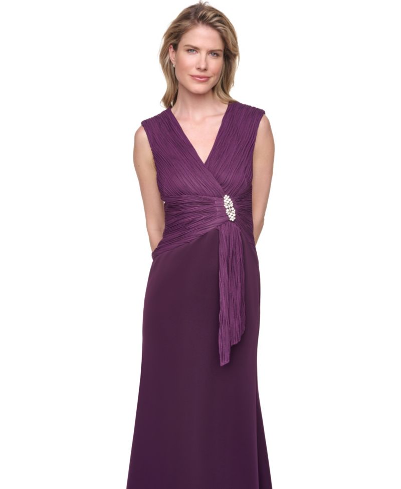 Petite Sleeveless V-Neck Gown