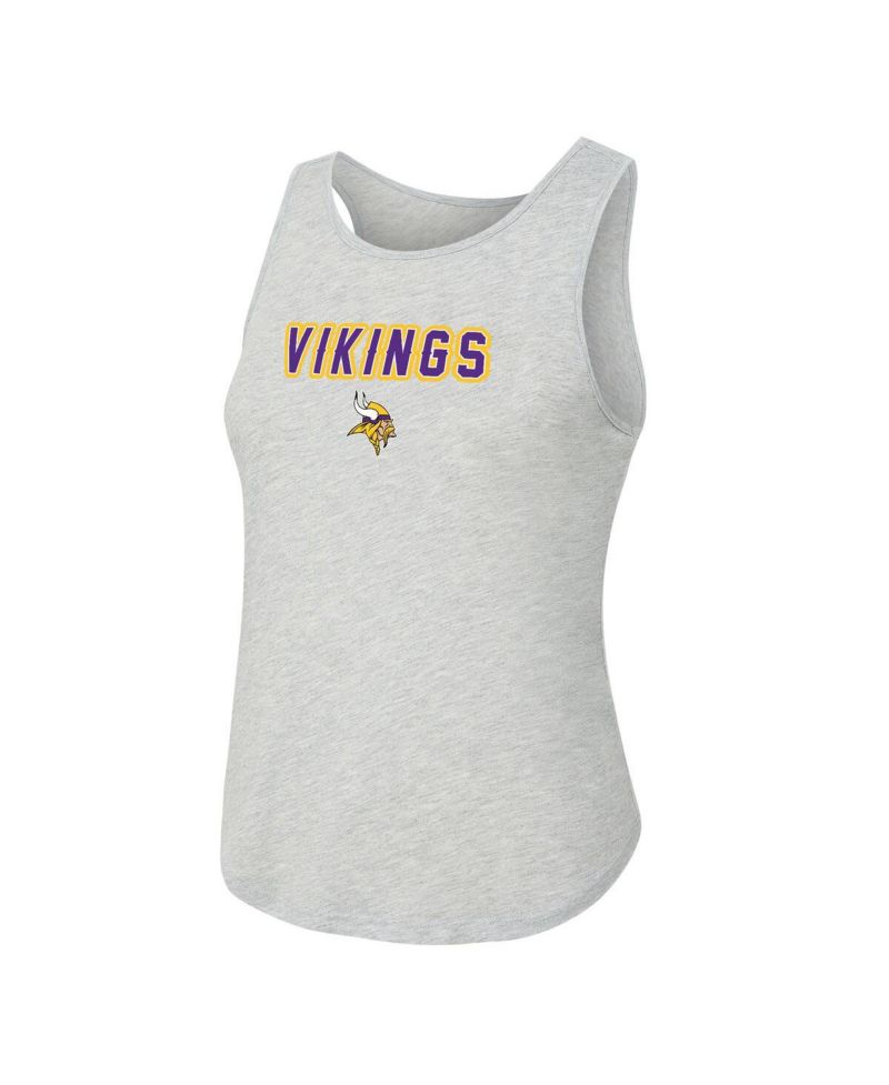 Women's 2-Piece Heather Gray/Purple Minnesota Vikings Regulate Plaid Tank Top and Pants Sleep Set