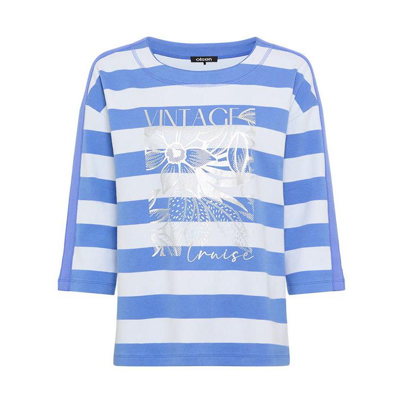 Women's Stripe and Placement Print Jersey Top