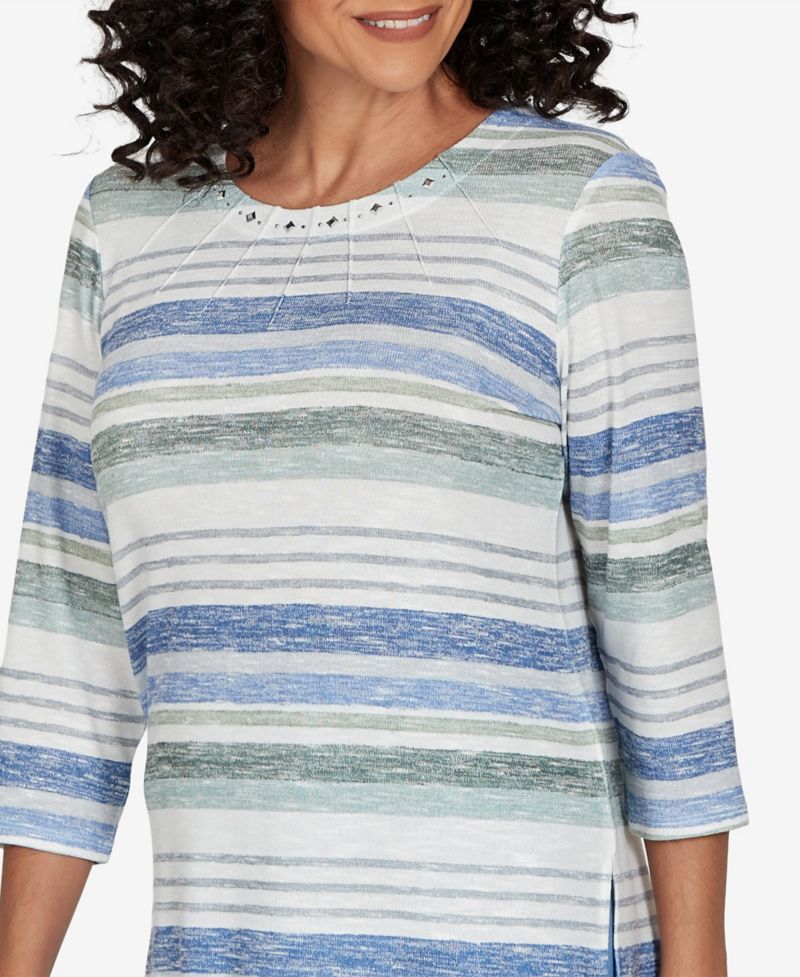 Women's Provence Textured Biadere Stripe Knit Top