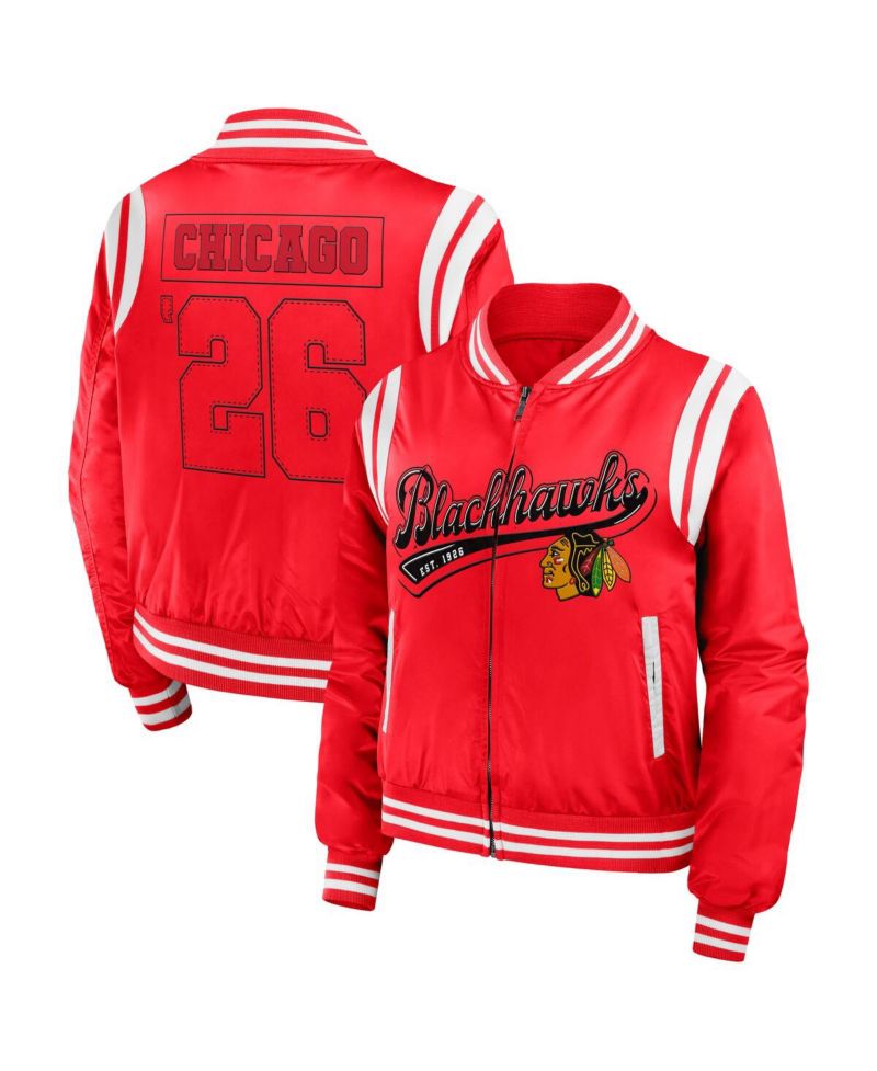 Women's Red Chicago Blackhawks Baller Full-Zip Bomber Jacket