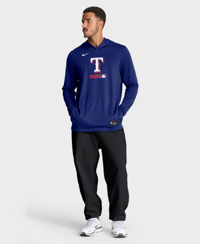 Men's Royal Texas Rangers Authentic Collection Dri-FIT Long Sleeve Hooded T-Shirt